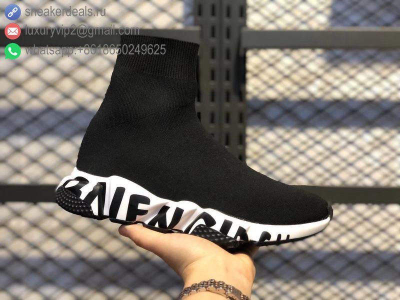 Balenciaga Speed knit Mid Unisex Sneakers Black White